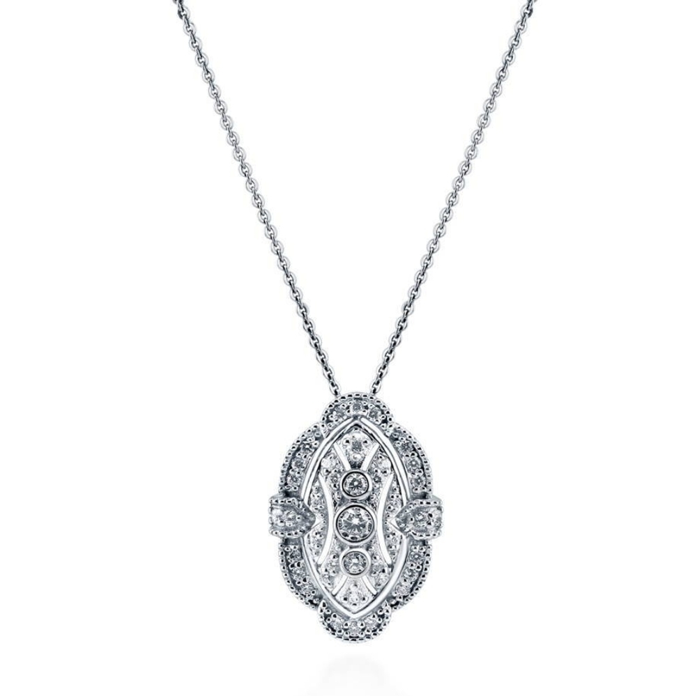 Art Deco Sterling Silver CZ Necklace